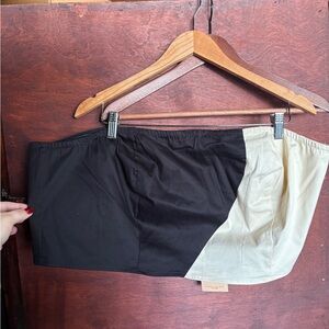 Black and Cream Strapless Top